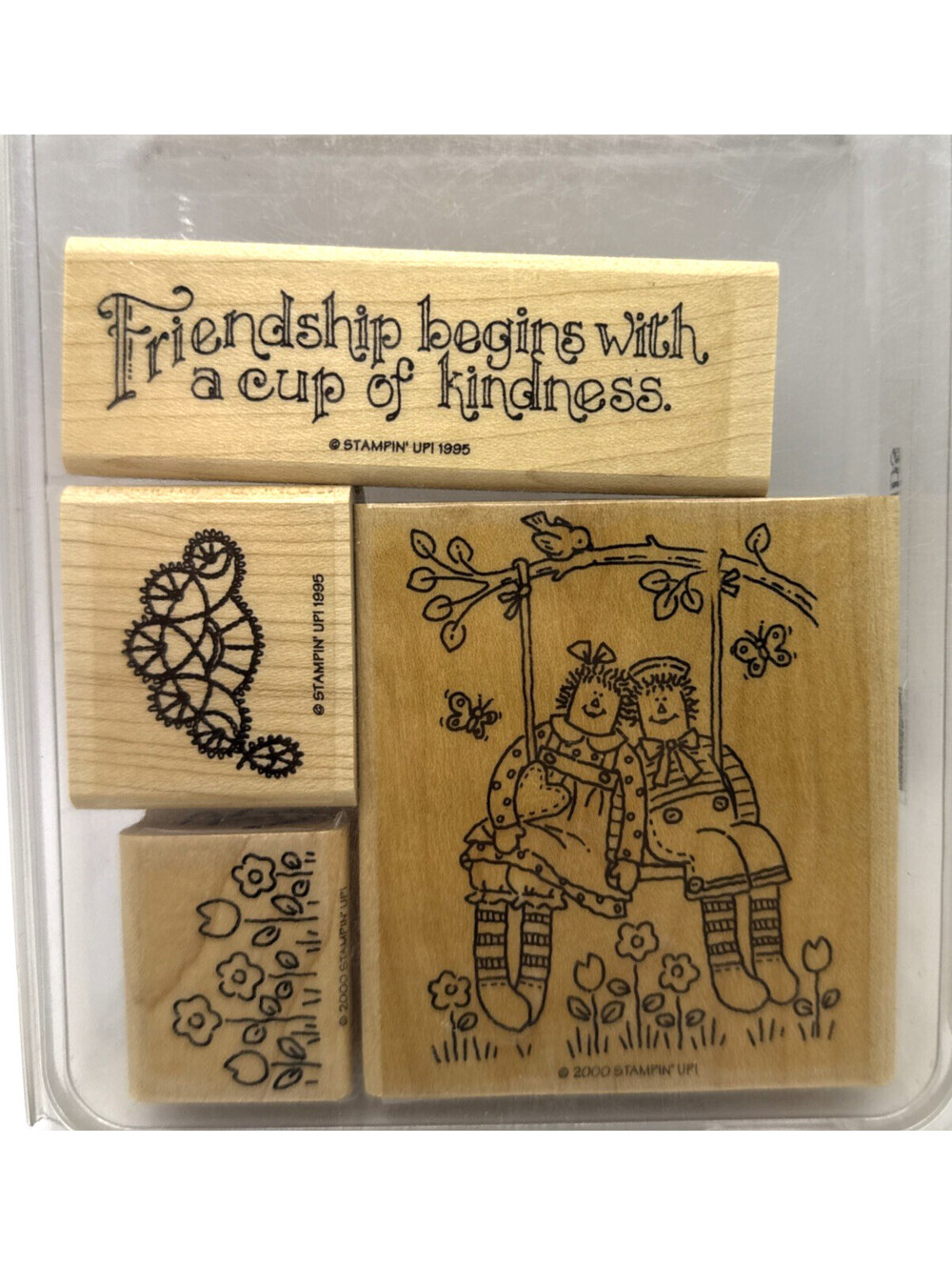 Stampin' Up! Old Friends Wood-Mount Rubber Stamp Set 1995